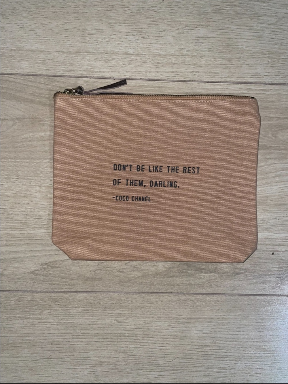 Canvas Quote Toiletry Pouch - Light Brown